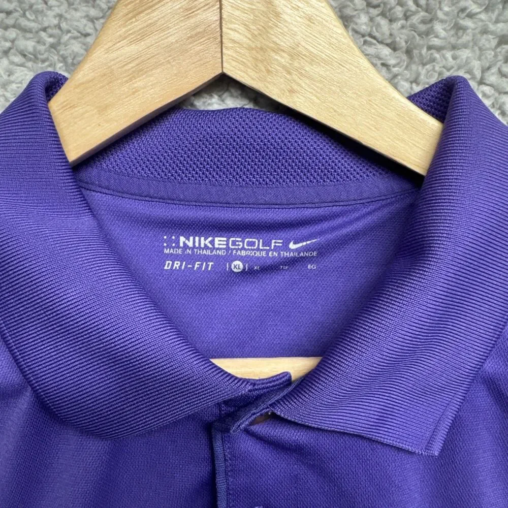 Nike Dri Fit Golf Polo Shirt Mens XL  Purple Embroidered Swoosh Logo